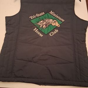 Port Authority Black Puffer Vest with Green & Cream Horse Logo